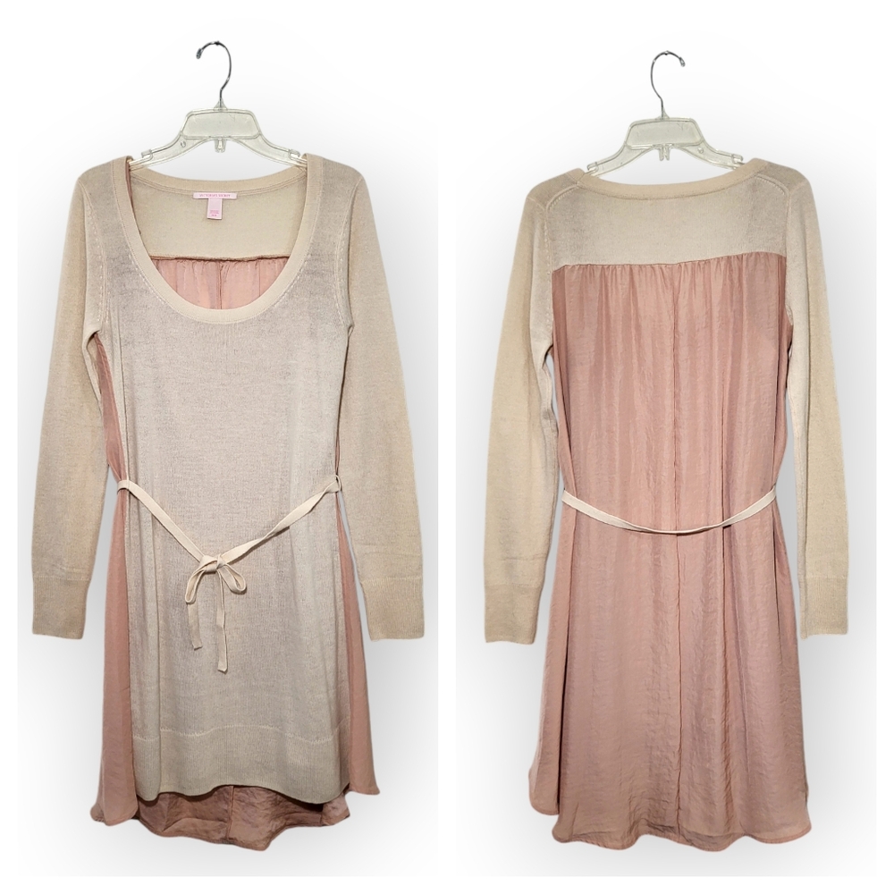 Victoria's Secret Cashmere Sweater Dress in Cream and Pink Medium